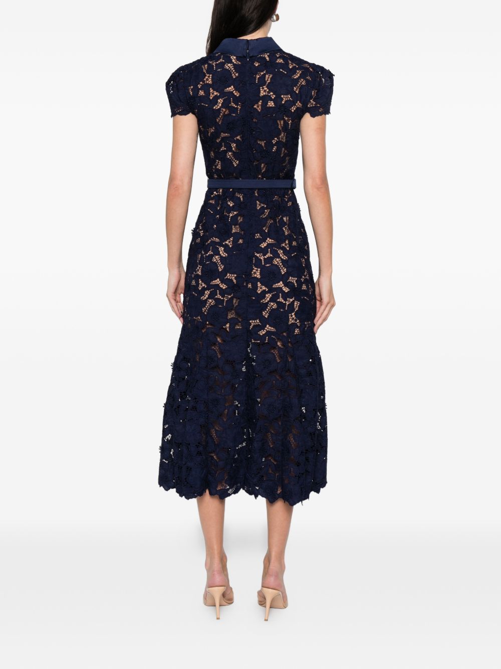 Lace Midi Dress with Removable Belt for Comfort