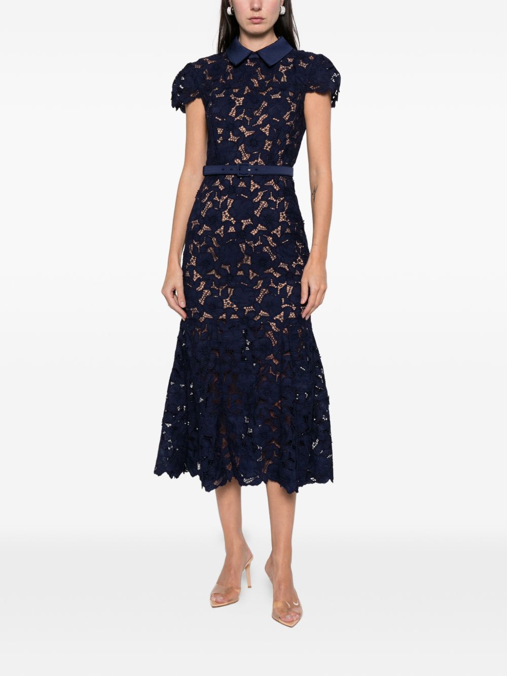 Lace Midi Dress with Removable Belt for Comfort