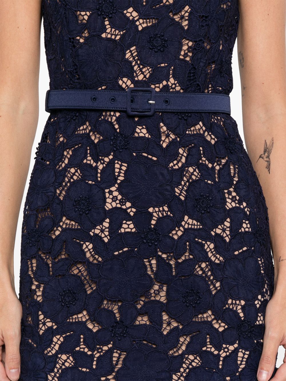 Lace Midi Dress with Removable Belt for Comfort