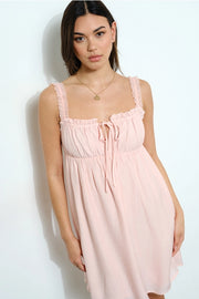 Lace Strap Babydoll Mini Dress LT Pink-Dress-Pretty Garbage-S-LT Pink-Urbanheer