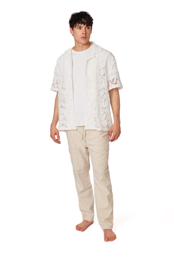 Lace Textured Crochet Shirt-Shirt-Hawk's Bay-S-Urbanheer