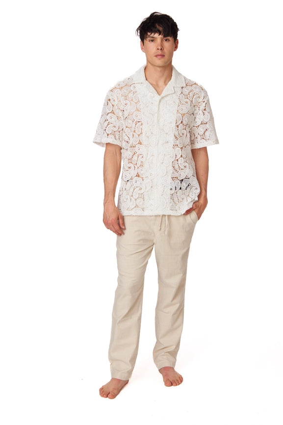 Lace Textured Crochet Shirt-Shirt-Hawk's Bay-S-Urbanheer