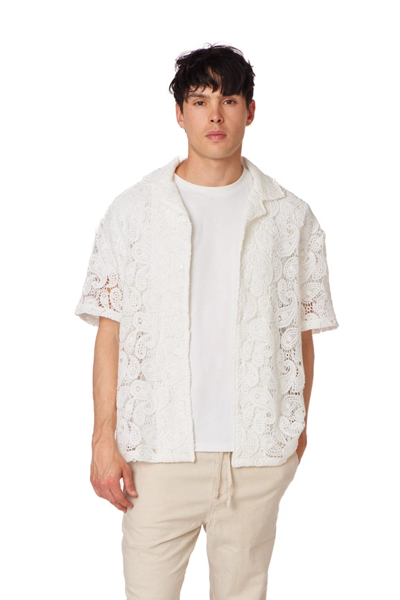 Lace Textured Crochet Shirt-Shirt-Hawk's Bay-S-Urbanheer