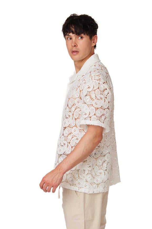 Lace Textured Crochet Shirt-Shirt-Hawk's Bay-S-Urbanheer