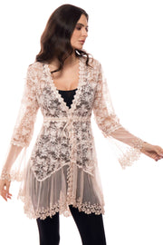 Lace Tie-Front Layering Jacket