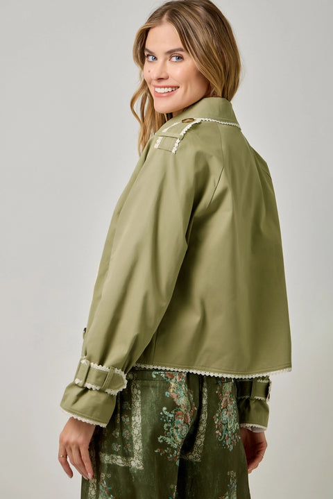 Lace Trim Half Length Trench Coat