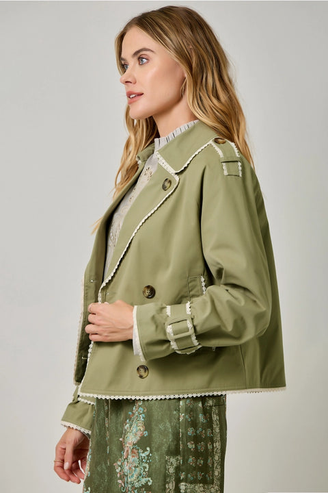 Lace Trim Half Length Trench Coat