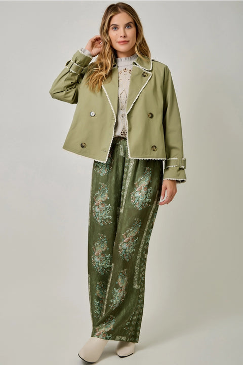 Lace Trim Half Length Trench Coat