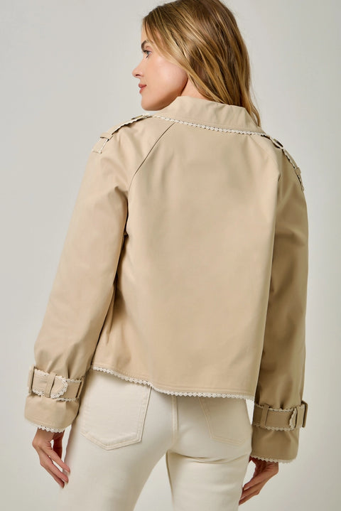 Lace Trim Half Length Trench Coat