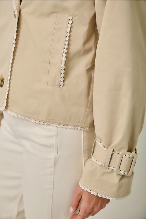 Lace Trim Half Length Trench Coat