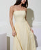Lace Trim Strapless Gathered Detail Midi Dress