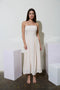 Lace Trim Strapless Gathered Detail Midi Dress