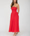 Lace Trim Strapless Gathered Detail Midi Dress