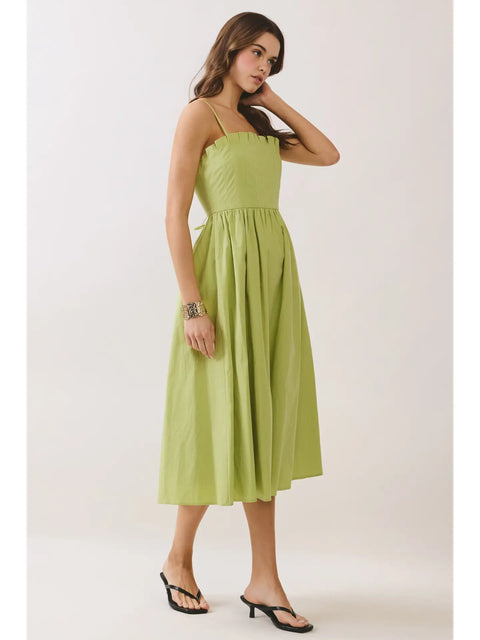 Lace Up Back Strap Detail Midi Dress