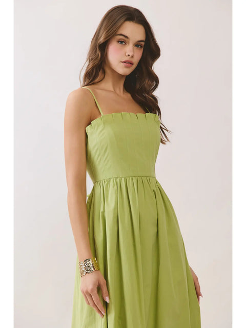 Lace Up Back Strap Detail Midi Dress