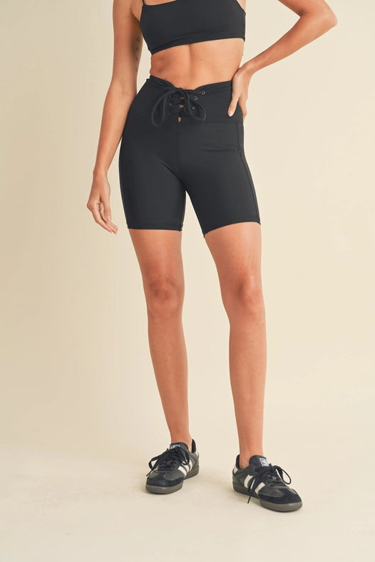 Lace up biker shorts hot sale