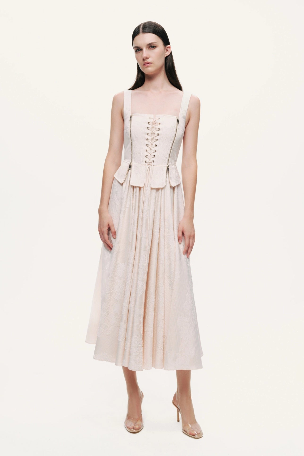 Lace-Up Corset Midi Dress