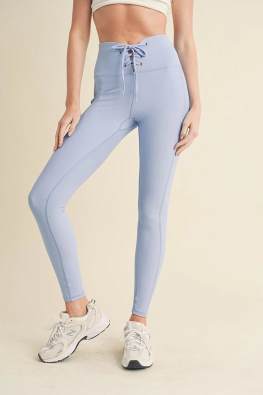 Lace Up Leggings Blue-Leggings-Kimberly C-S-Urbanheer