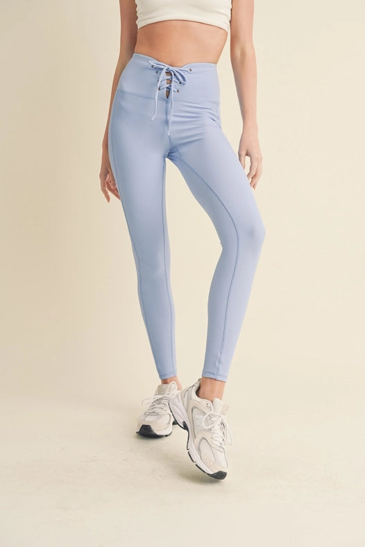 Lace Up Leggings Blue-Leggings-Kimberly C-S-Urbanheer