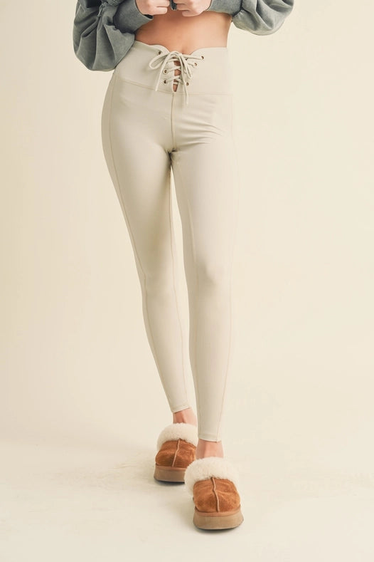 Lace Up Leggings Light Grey from Kimberly C exclusive at