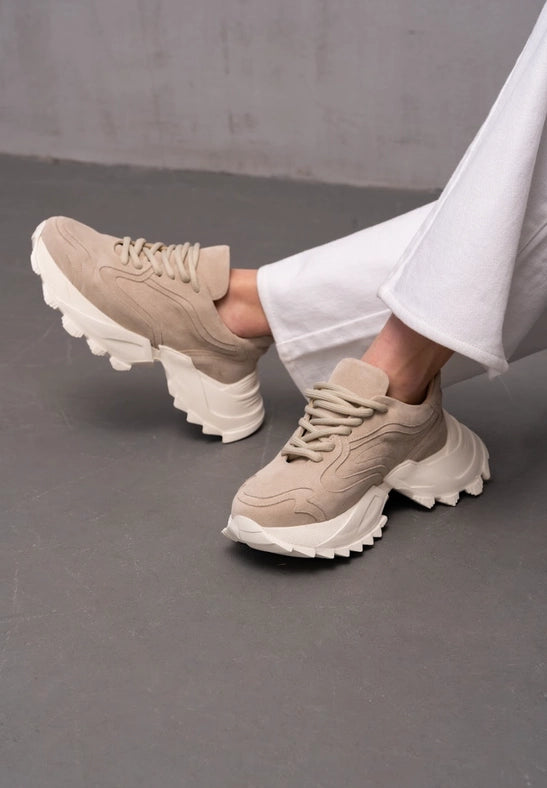 Lace Up Platform Suede Sneakers Shark-Sneakers-Nenya Fashion Limited-36-Urbanheer