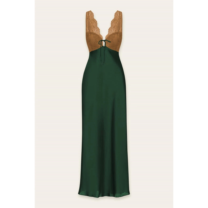 Lace and Satin Contrast Maxi Dress-Dress-Dress Forum-PINE-S-Urbanheer