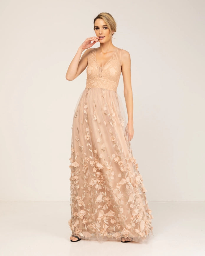 Lace Maxi Dress And Floral Tulle Skirt-Dress-Tantra-S-Urbanheer