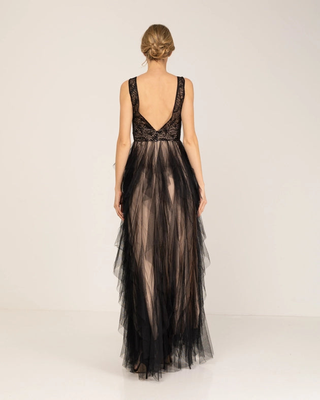 Lace maxi dress and skirt with tulle ruffles-Dress-Tantra-S-Urbanheer