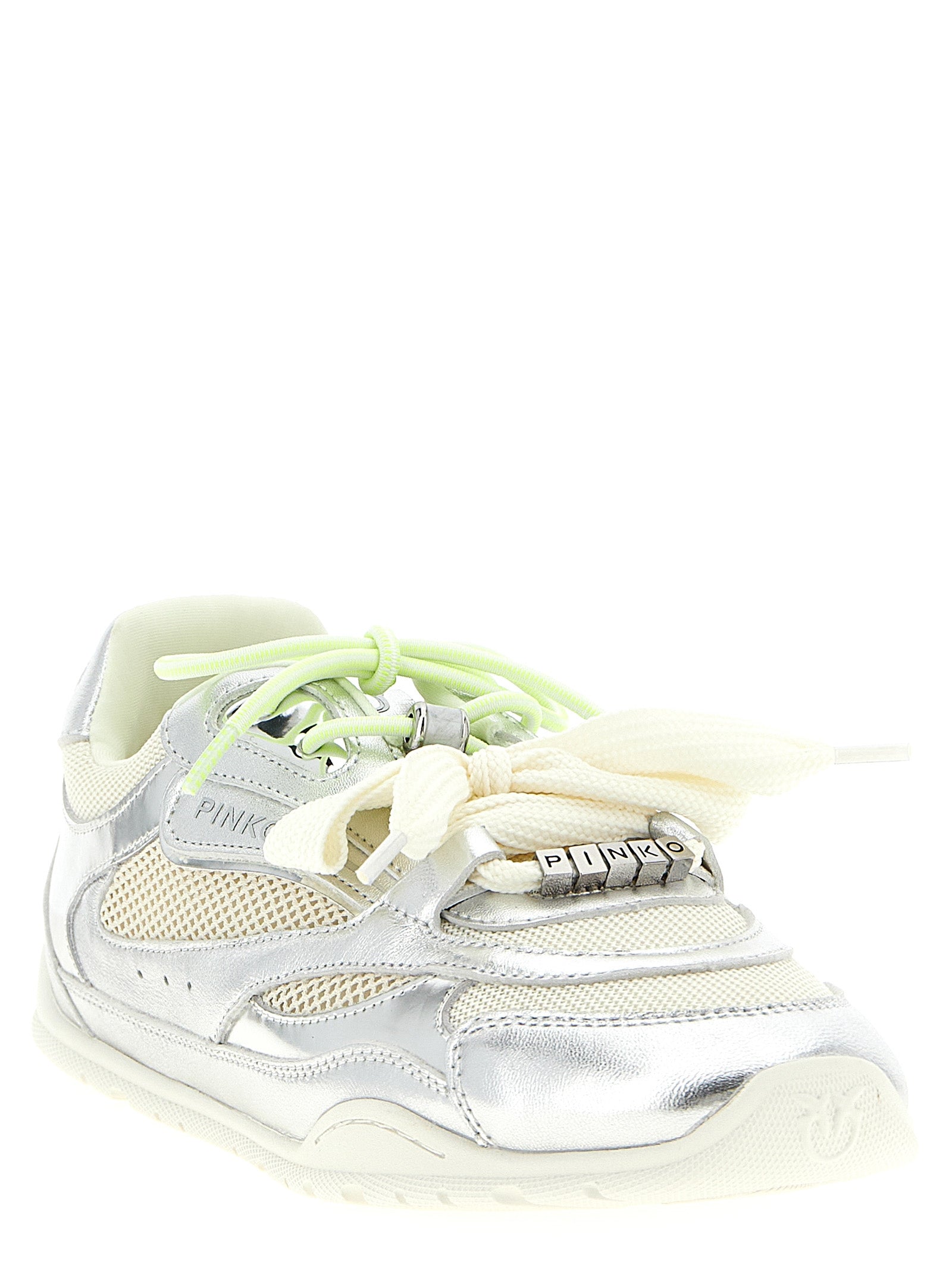 Laminated Leather Mesh Sneakers