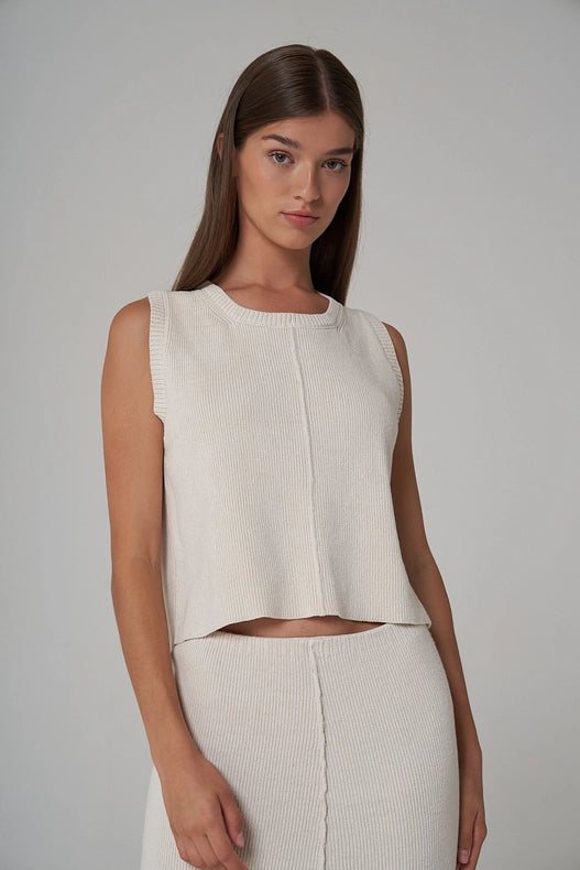 Lamya Cropped Vest-Vest-Leap Concept-XS-Ecru-Urbanheer