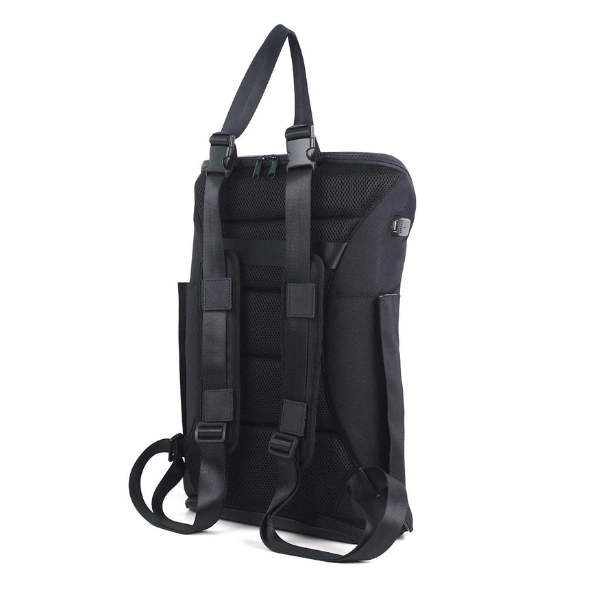 Laptop Backpack - Sleek Convertible Bag: Genuine Leather-Laptop Backpack-MOOV-18 x 14 x 5 in (45.7 x 35.6 x 12.7 cm)-Space Black-Urbanheer