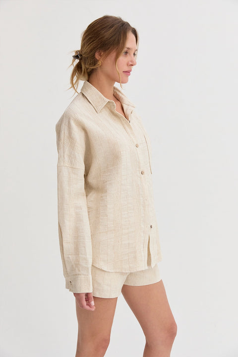 Lara Striped Linen Button Shirt