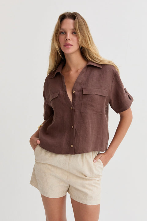 Lara Striped Linen Shorts