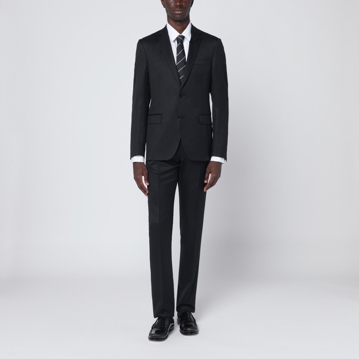 Lardini Black single-breasted wool suit