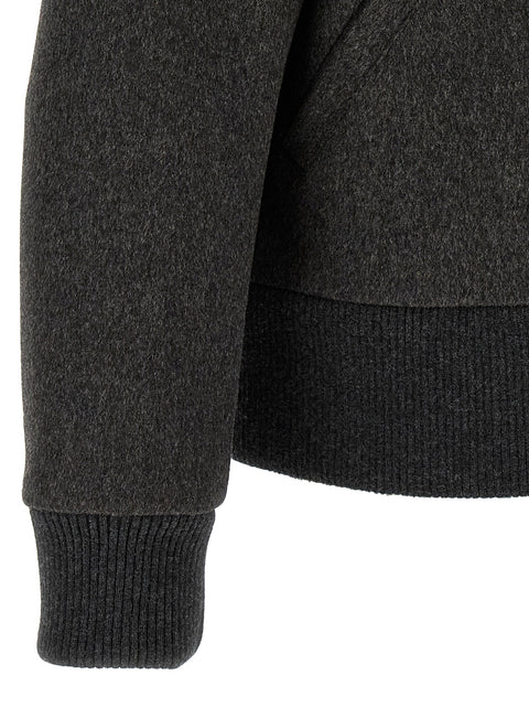 Lardini Mélange Grey Wool Bomber Jacket