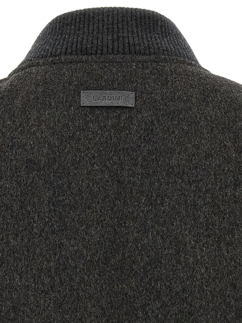 Lardini Mélange Grey Wool Bomber Jacket