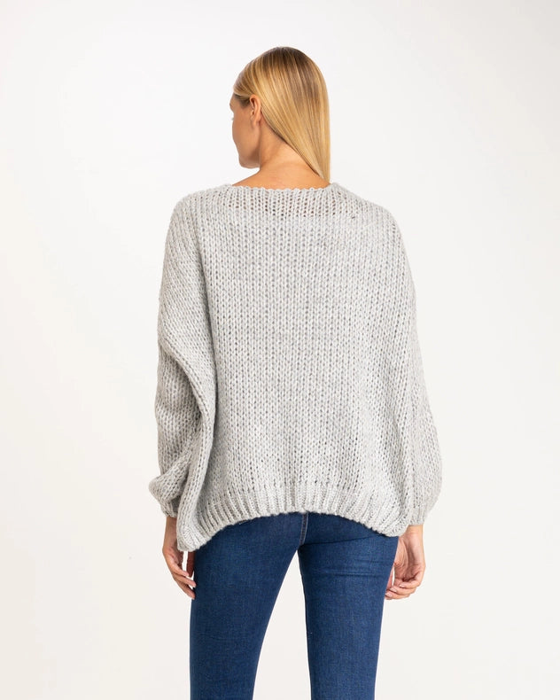 Large Chunky Knit Jacket Grey-Jacket-Tantra-YOUR-Urbanheer