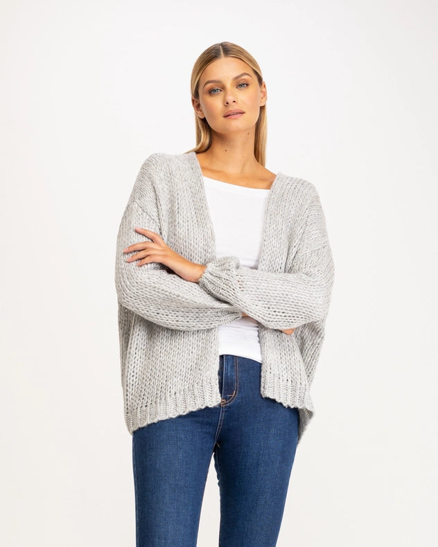 Large Chunky Knit Jacket Grey-Jacket-Tantra-YOUR-Urbanheer