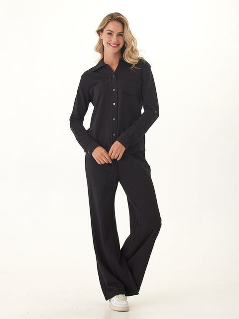 Latricia Cotton Blend Terry Wide Leg Pant