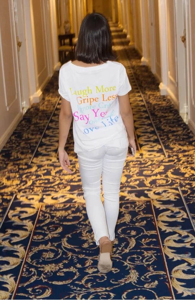 "Laugh More" Short Sleeve Cotton Tee-Tee-Gretchen Scott LLC-XXS-Multi-Urbanheer