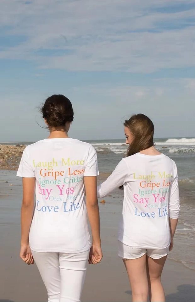 "Laugh More" Short Sleeve Cotton Tee-Tee-Gretchen Scott LLC-XXS-Multi-Urbanheer