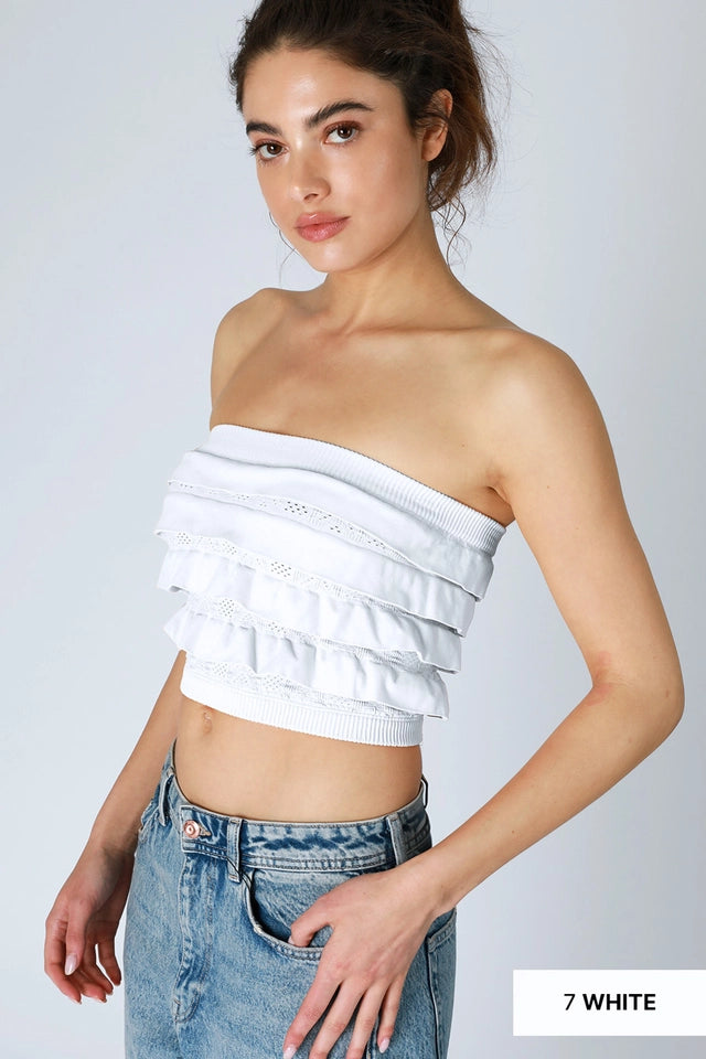 Layered Ruffle Tube Top-Top-NIKIBIKI-One Size-07 White-Urbanheer