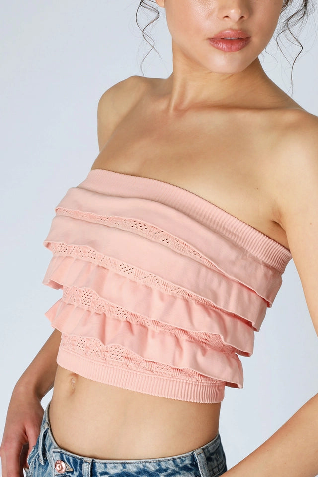 Layered Ruffle Tube Top-Top-NIKIBIKI-One Size-2229 Peachy Pink-Urbanheer