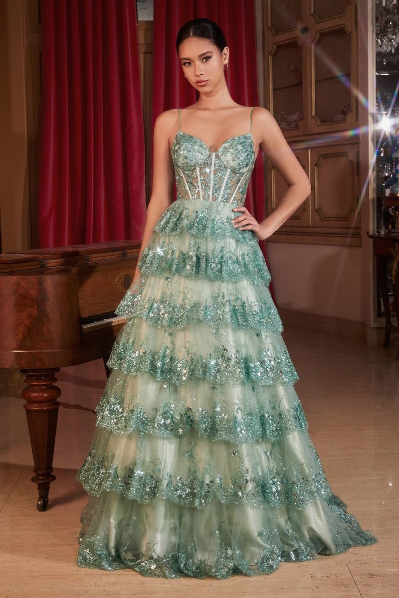 Layered Sequin Ball Gown-Nightgown-Tux-USA-2-Sage-Urbanheer