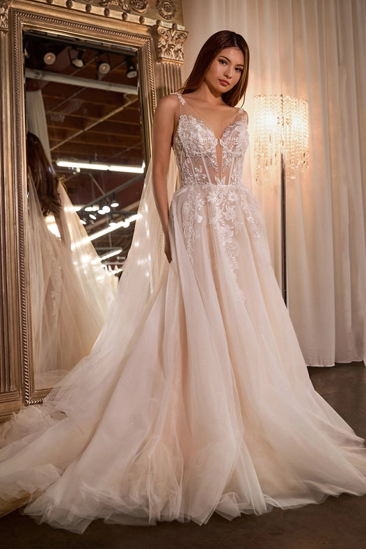 Layered Tulle & Lace Bridal Ball Gown