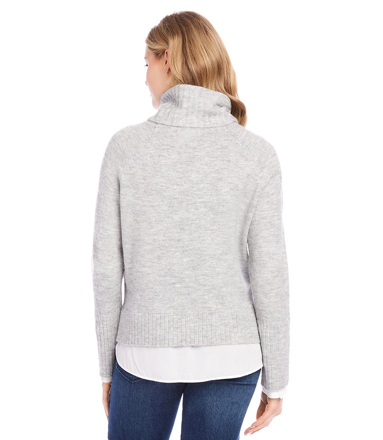 Layered Turtleneck Sweater Light Heather Gray-Sweater-Karen Kane-XS-Light Heather Gray-Urbanheer