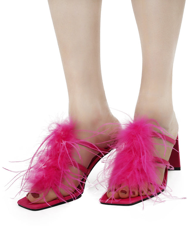 Layla Feather Sandals-LulaMax Shoes-5-Fuchsia-Urbanheer