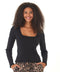 Leah Organic Rib Square Neck  Long Sleeve