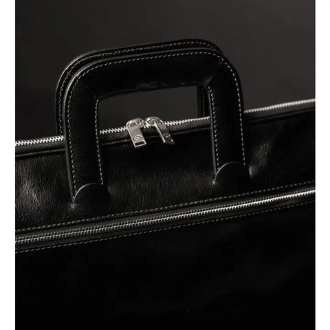 Leather Briefcase Laptop Bag - Brave New World Black-Tote Bag-Time Resistance-Black-Urbanheer