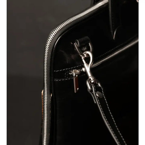 Leather Briefcase Laptop Bag - Brave New World Black-Tote Bag-Time Resistance-Black-Urbanheer